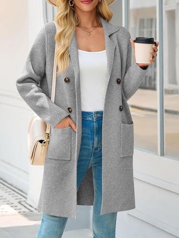Saodimallsu Womens Long Cardigan Sweaters Open Front Knit Dressy Casual Chunky Lapel Coatigan Fall Sweater Blazer Coats in Kuwait