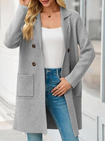 Saodimallsu Womens Long Cardigan Sweaters Open Front Knit Dressy Casual Chunky Lapel Coatigan Fall Sweater Blazer Coats in Kuwait