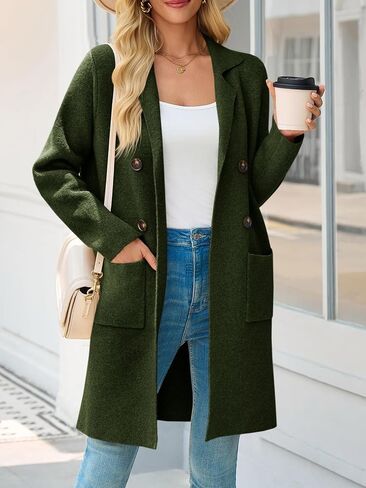 Saodimallsu Womens Long Cardigan Sweaters Open Front Knit Dressy Casual Chunky Lapel Coatigan Fall Sweater Blazer Coats in Kuwait