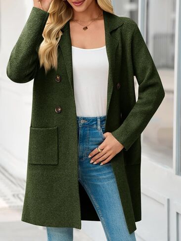 Saodimallsu Womens Long Cardigan Sweaters Open Front Knit Dressy Casual Chunky Lapel Coatigan Fall Sweater Blazer Coats in Kuwait