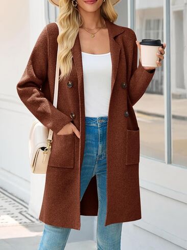 Saodimallsu Womens Long Cardigan Sweaters Open Front Knit Dressy Casual Chunky Lapel Coatigan Fall Sweater Blazer Coats in Kuwait