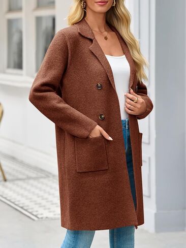 Saodimallsu Womens Long Cardigan Sweaters Open Front Knit Dressy Casual Chunky Lapel Coatigan Fall Sweater Blazer Coats in Kuwait