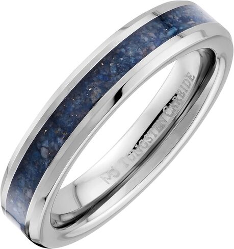 Tungsten Carbide 4mm, 6mm or 8mm Wedding Band Blue Lapis Lazuli Inlay in Saudi Arabia