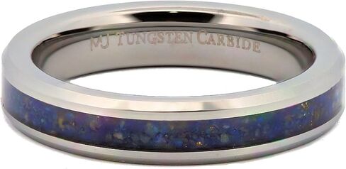 Tungsten Carbide 4mm, 6mm or 8mm Wedding Band Blue Lapis Lazuli Inlay in Saudi Arabia