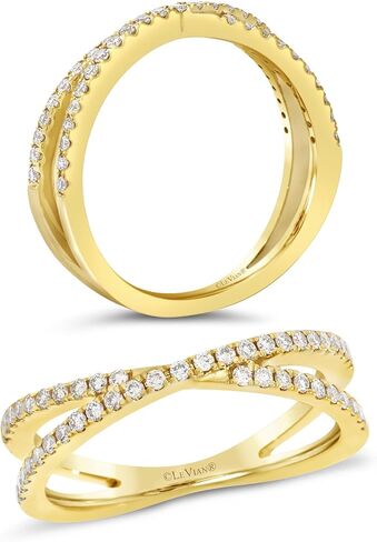 Levian 1/4 قيراط من الماس Criss Cross Ring للنساء - فرقة ذهبية صفراء 14K لها - 0.25 CTTW Round Vanilla Diamond - ذكرى زفاف الذكرى السنوية الحجم من 6 إلى 8 in Saudi Arabia