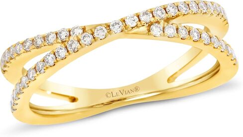 Levian 1/4 قيراط من الماس Criss Cross Ring للنساء - فرقة ذهبية صفراء 14K لها - 0.25 CTTW Round Vanilla Diamond - ذكرى زفاف الذكرى السنوية الحجم من 6 إلى 8 in Saudi Arabia