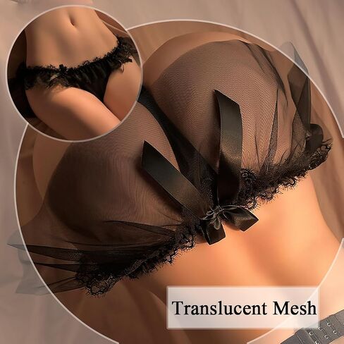 BIGFOX Women Skirted Thong Sexy Underwear Panty Mesh Tulle Mini Dress G-string Lace Low Waist Lingerie Sheer Ruffle Panties in Saudi Arabia