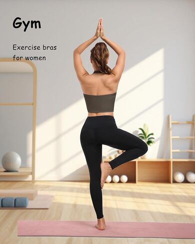 حمالة صدر رياضية هالتر طويلة مفتوحة الظهر للتمرين، قمصان علوية مضلعة مع حمالة صدر مدمجة للصالة الرياضية واليوجا in Kuwait