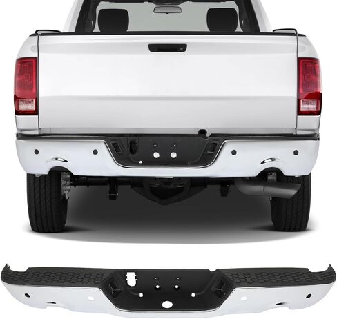 Findauto خطوة خلفية المصد مناسبة للفترة 2009-2010 ل Dodge RAM 1500،2011-2018 لـ RAM 1500،2019 لـ RAM 1500 Classic Back Pumper يأتي مع ثقوب مستشعر وقوف السيارات مع العادم المزدوج in Saudi Arabia