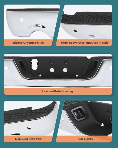 Findauto خطوة خلفية المصد مناسبة للفترة 2009-2010 ل Dodge RAM 1500،2011-2018 لـ RAM 1500،2019 لـ RAM 1500 Classic Back Pumper يأتي مع ثقوب مستشعر وقوف السيارات مع العادم المزدوج in Saudi Arabia