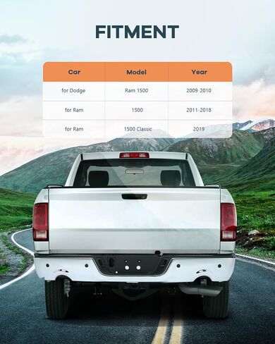 Findauto خطوة خلفية المصد مناسبة للفترة 2009-2010 ل Dodge RAM 1500،2011-2018 لـ RAM 1500،2019 لـ RAM 1500 Classic Back Pumper يأتي مع ثقوب مستشعر وقوف السيارات مع العادم المزدوج in Saudi Arabia