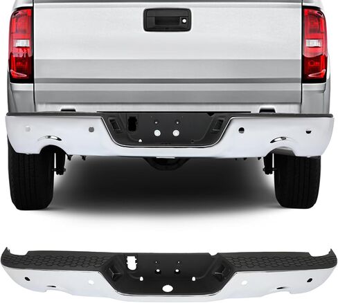 Findauto خطوة خلفية المصد مناسبة للفترة 2009-2010 ل Dodge RAM 1500،2011-2018 لـ RAM 1500،2019 لـ RAM 1500 Classic Back Pumper يأتي مع ثقوب مستشعر وقوف السيارات مع العادم المزدوج in Saudi Arabia