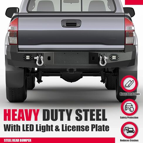 كوجيم المصد الخلفي متوافق مع 2005-2015 تويوتا تاكوما مع ضوء LED ، لوحة الترخيص ، D-Rings Pickup Truck Off-Road Steel in Saudi Arabia