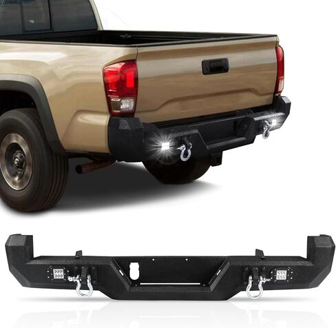 Off Road Rear Bumper Fit for Toyota Tacoma 2016-2023 Full Width Steel Rear Bumper for 3rd Gen Tacoma with 2 Lights 2 D-rings in Kuwait
