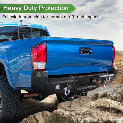 Off Road Rear Bumper Fit for Toyota Tacoma 2016-2023 Full Width Steel Rear Bumper for 3rd Gen Tacoma with 2 Lights 2 D-rings in Kuwait
