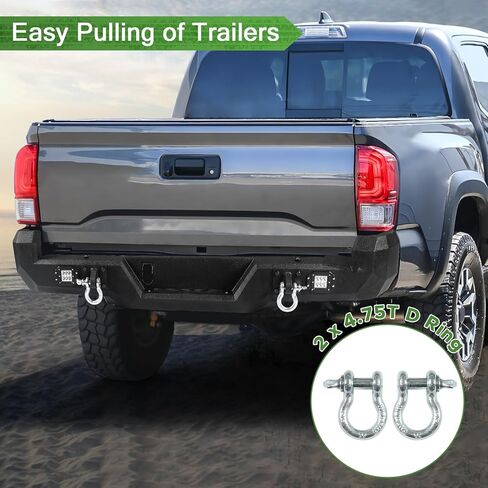 Off Road Rear Bumper Fit for Toyota Tacoma 2016-2023 Full Width Steel Rear Bumper for 3rd Gen Tacoma with 2 Lights 2 D-rings in Kuwait