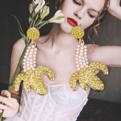 Dreuyet 2 Pairs Banana Earrings for Women 3D Lifelike Cute Imitate Food Banana Huggies Hoop Summer Fruit Theme Earrings Banana Lovers BFF Gift Beach Holiday Birthday Party Jewelry in Saudi Arabia