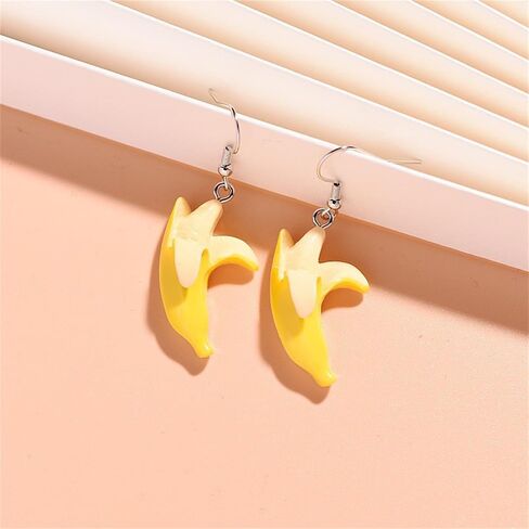 Dreuyet 2 Pairs Banana Earrings for Women 3D Lifelike Cute Imitate Food Banana Huggies Hoop Summer Fruit Theme Earrings Banana Lovers BFF Gift Beach Holiday Birthday Party Jewelry in Saudi Arabia