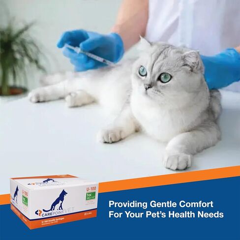 U-100 Pet Insulin Syringes, 29G x 1/2" 1/2cc, Comfortable Injection, Bold Permanent Markings for Accurate Dosage, Disposable, Box of 100 in Kuwait