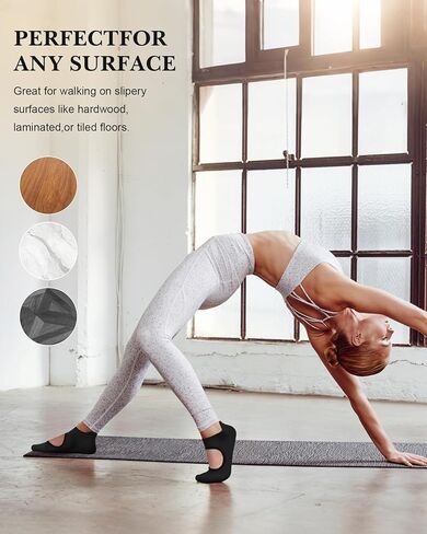 Iseasoo Pilates Socks for Women Non Slip Grip Socks Yoga Socks Ankle Grippy Socks Woman for Barre, Hospital, Barefoot in Kuwait