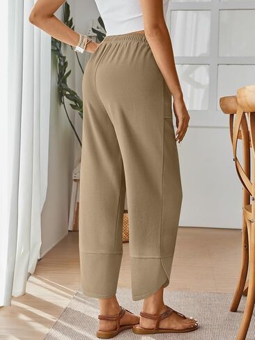 Trendy Queen Women's Harem Pants Summer Capri Palazzo Wide Leg Casual Barrel Sweatpants Baggy Slacks with Pockets in Saudi Arabia