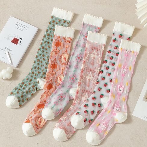 Sheer Socks Women Knee High Summer Nylon Transparent Thin Mesh Lace Elastic Jacquard Crystal Trouser Stockings Girls in Saudi Arabia
