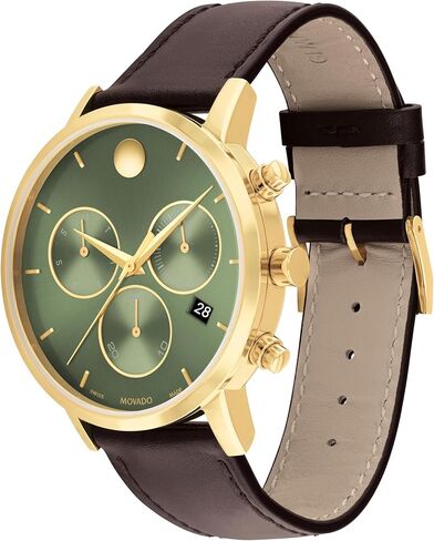 Movado Museum Classic Men's Swiss Chronograph Watch with Quartz Movement, Calfskin Strap, Water Resistance 3ATM/30 Meters - Classic Luxury Timepiece - Gift for Him - 42mm in Saudi Arabia