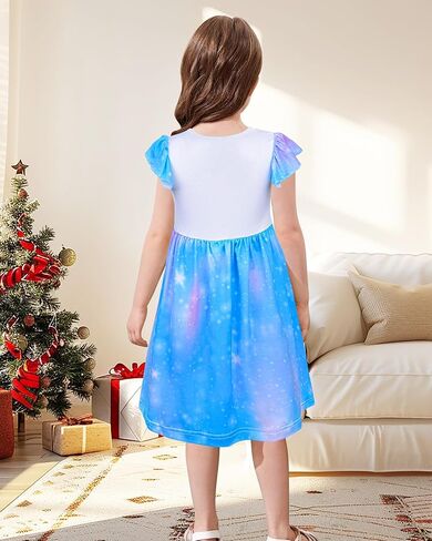 PASHOP Doll and Girl Matching Nightgown Flutter Sleeve Unicorn Princess Pajamas Night Dress for Girls and 18" Doll Clothes in Kuwait