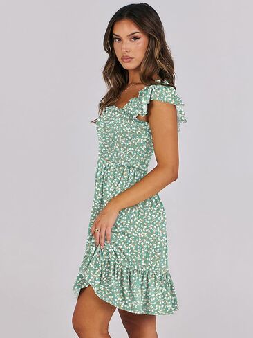 Prinbara Womens Summer Summer Dique Square Devel Sundress قصيرة 2025 Spring Beach Vacation Flowy Teen Boho فساتين بوهو in Kuwait