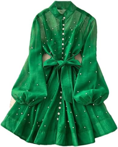 Women Long Sleeve Prom Dresses Shirt Evening Party Cotton Linen Short Dress Formal Occasion in Saudi Arabia