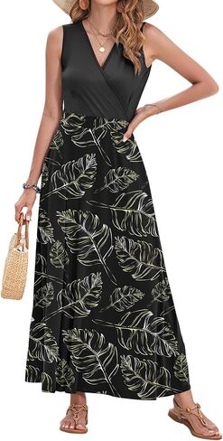 فستان ماكسي للسيدات في أوسيلي 2025 الصيف غير الرسمي بلا أكمام Sundress v in Saudi Arabia