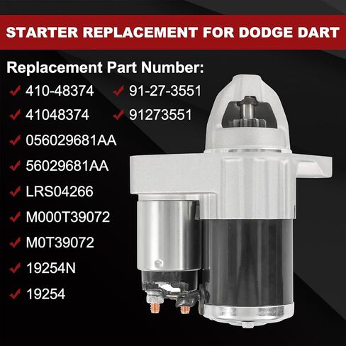 بداية متوافقة مع Dodge Dart 2013-2016 2.0L 2.4L L4 12V 1.4KW CW 10 Starter Starter استبدال# 56029681AA ، M000T39072 ، M0T39072 in Saudi Arabia