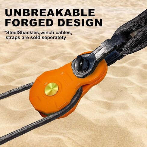 ATV/UTV Winch Snatch Block - Heavy Duty 24000LBS (12T) Recovery Pulley, Powder Coated Carbon Steel, Compatible with Synthetic Rope & Steel Cable, for Off-Road, Truck, Side by Side, Orange in Saudi Arabia
