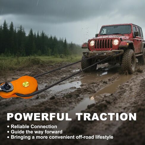 ATV/UTV Winch Snatch Block - Heavy Duty 24000LBS (12T) Recovery Pulley, Powder Coated Carbon Steel, Compatible with Synthetic Rope & Steel Cable, for Off-Road, Truck, Side by Side, Orange in Saudi Arabia