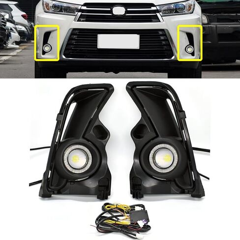 LED Rear Bumper Reflectors Tail Lights Fit for 2015 2016 2017 2018 Toyota Highlander with LED Sequential Turn Signal Light/Brake/Driving/Fog Lamps Red Lens in Kuwait