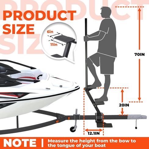 4-Step Boat Steps for Trailer with Handle,Heavy Duty Non-Slip Boat Trailer Steps Universal Fit for Bass/Pontoon Boat Trailers in Kuwait