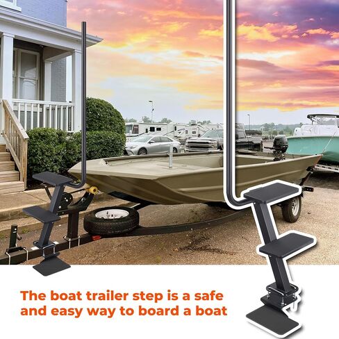 4-Step Boat Steps for Trailer with Handle,Heavy Duty Non-Slip Boat Trailer Steps Universal Fit for Bass/Pontoon Boat Trailers in Kuwait