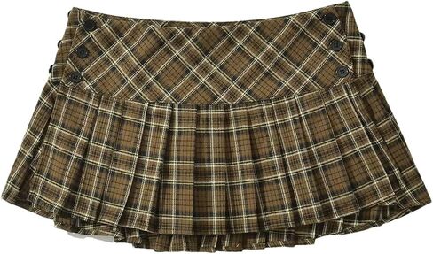 Womens Summer Mini Skirt Vintage Fashion Plaid Skirt Y2K Style Skirt Skirt Preppy Style Outfit in Kuwait