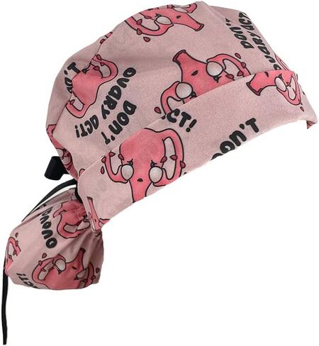 Turn Up Ponytail Medical Scrub Cap – Don’t Ovary Act Ponytail Scrub Hats, Bouffant, Unisex Surgical Caps, Dr. Hats, Nurses,Women in Saudi Arabia