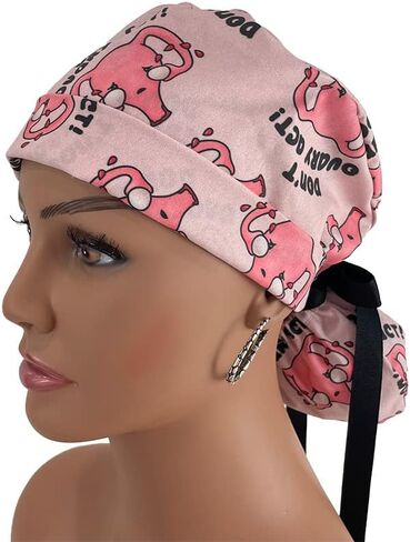 Turn Up Ponytail Medical Scrub Cap – Don’t Ovary Act Ponytail Scrub Hats, Bouffant, Unisex Surgical Caps, Dr. Hats, Nurses,Women in Saudi Arabia