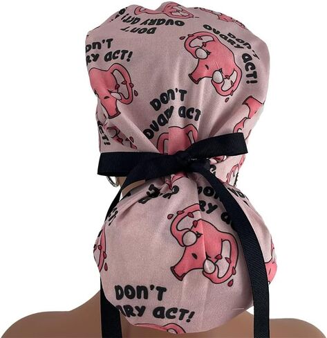 Turn Up Ponytail Medical Scrub Cap – Don’t Ovary Act Ponytail Scrub Hats, Bouffant, Unisex Surgical Caps, Dr. Hats, Nurses,Women in Saudi Arabia