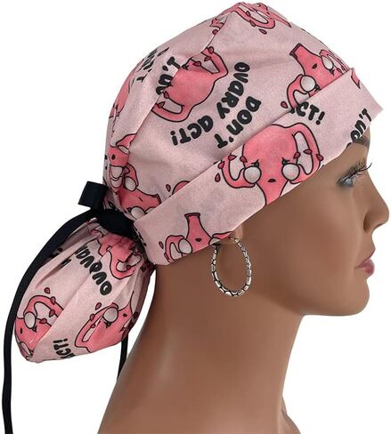 Turn Up Ponytail Medical Scrub Cap – Don’t Ovary Act Ponytail Scrub Hats, Bouffant, Unisex Surgical Caps, Dr. Hats, Nurses,Women in Saudi Arabia