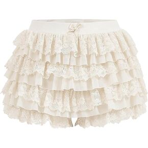Women's Y2K Lace Ruffer Shorts Sexy Boyshorts Layered Pumpkin Skirt Cute Sweet Pettipants in Saudi Arabia