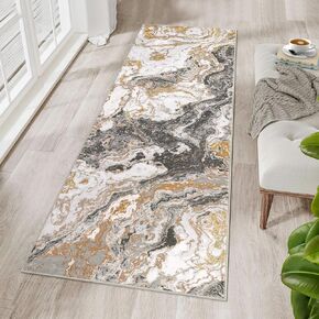 Caromio 2'x8 'Modern Marble Runner Brug ، Runner Runner Runner Abstract Marble Pattern Rugners للممرات غير الممرات لمدخل غرفة النوم ، الأسود in Kuwait