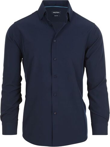 NAUTICA Slim Fit Mens Dress Shirts Long Sleeve Performance Polyester Fabric Wrinkle Free 4-Way Stretch in Saudi Arabia