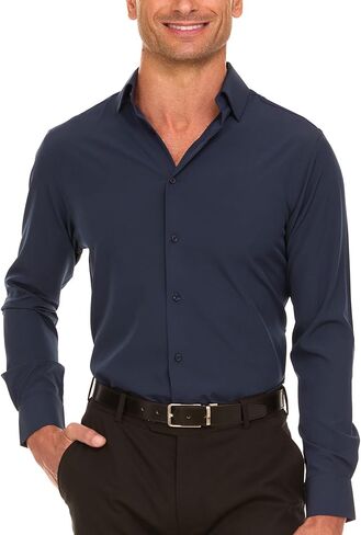 NAUTICA Slim Fit Mens Dress Shirts Long Sleeve Performance Polyester Fabric Wrinkle Free 4-Way Stretch in Saudi Arabia