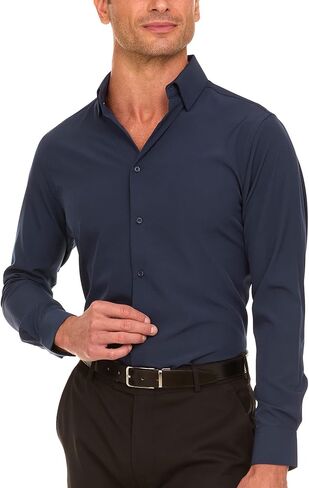 NAUTICA Slim Fit Mens Dress Shirts Long Sleeve Performance Polyester Fabric Wrinkle Free 4-Way Stretch in Saudi Arabia