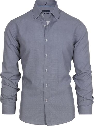 NAUTICA Slim Fit Mens Dress Shirts Long Sleeve Performance Polyester Fabric Wrinkle Free 4-Way Stretch in Saudi Arabia