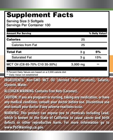 Amazing Formulas MCT Oil Supplement | 1000 Mg per Serving | 150 Softgels | Non-GMO | Gluten-Free | Made in USA in Saudi Arabia