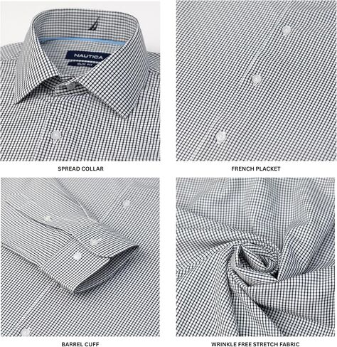 Nautica Slim Fit Mens Dress Dress Button Long Sleeve Button أسفل التجاعيد مجانًا in Saudi Arabia